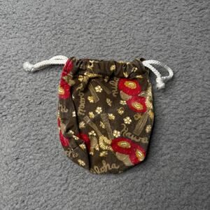 Hulatown Hawaiian Mini Drawstring Bag Brown Ukulele Print